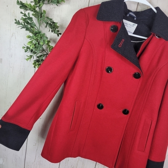 NAUTICA red Wool boend peacoat medium - Picture 2 of 10